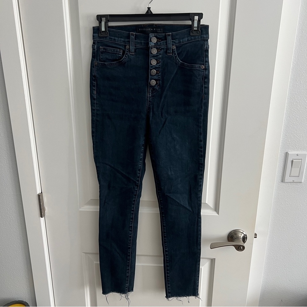 Veronic Beard Debbie Skinny High Rise Jeans in Olive Stone Wash (sz 25/0)